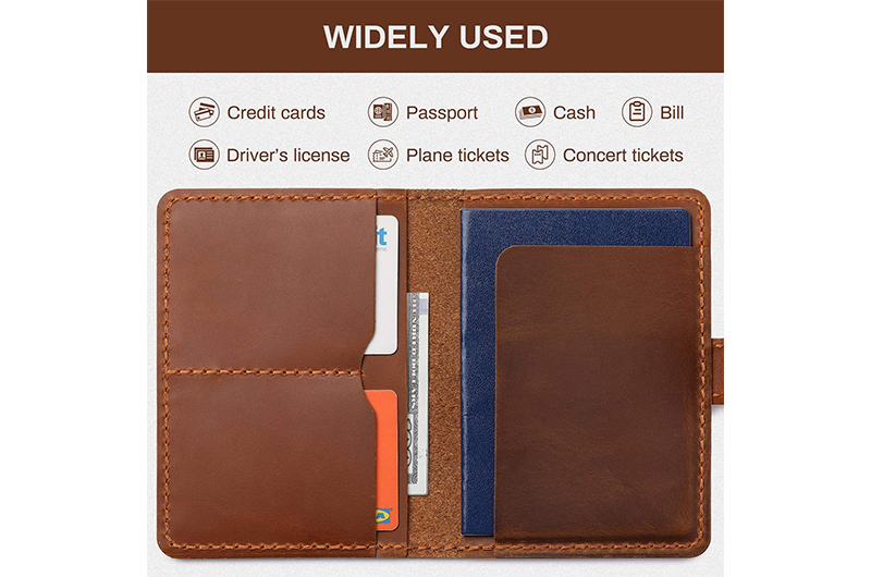 Leather passport cover RFID Blocking AirTag passport holder  (Support OEM/ODM)